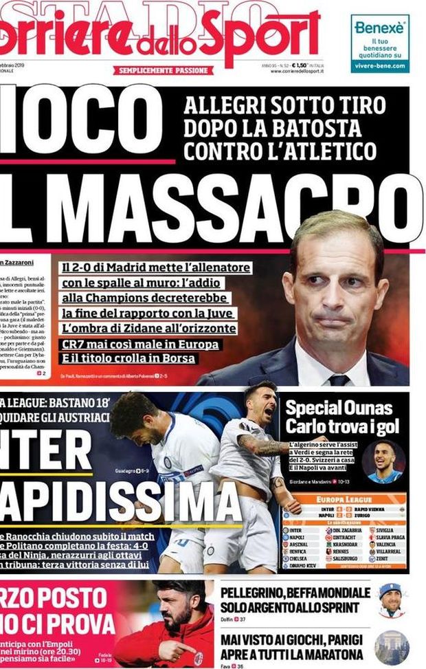 Prima Pagina, Corriere dello Sport: “Gioco al massacro. Inter rapidissima. Special Ounas. Terzo posto, Rino ci prova…” Prima Pagina, Corriere dello Sport: “Gioco al massacro. Inter rapidissima. Special Ounas. Terzo posto, Rino ci prova…”
