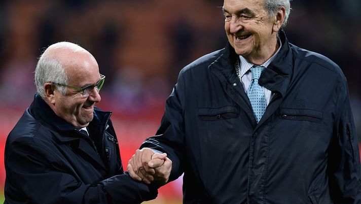 MILAN, ITALY - NOVEMBER 16: President FIGC Carlo Tavecchio (L) and Bruno Pizzul attend the EURO 2016 Group H Qualifier match between Italy and Croatia at Stadio Giuseppe Meazza on November 16, 2014 in Milan, Italy. (Photo by Claudio Villa/Getty Images) MILAN, ITALY - NOVEMBER 16: President FIGC Carlo Tavecchio (L) and Bruno Pizzul attend the EURO 2016 Group H Qualifier match between Italy and Croatia at Stadio Giuseppe Meazza on November 16, 2014 in Milan, Italy. (Photo by Claudio Villa/Getty Images)
