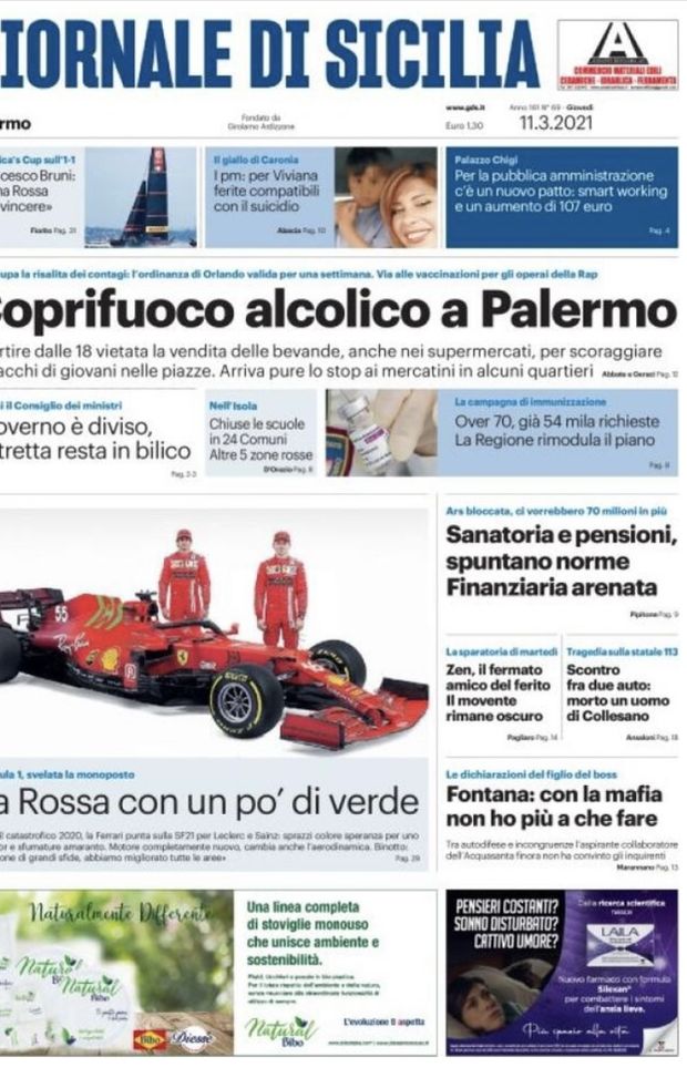 Prima Pagina, Giornale di Sicilia: “Coprifuoco alcolico a Palermo. Altre cinque zone rosse”  Prima Pagina, Giornale di Sicilia: “Coprifuoco alcolico a Palermo. Altre cinque zone rosse”