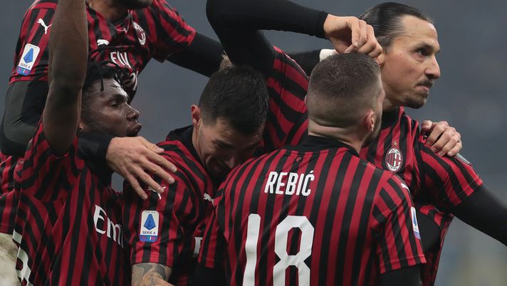 I giocatori del Milan esultano dopo il gol (Credits Getty Images) 