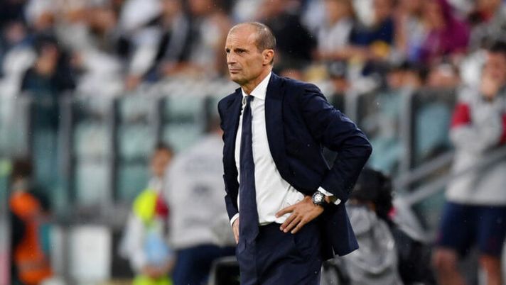 TURIN, ITALY - AUGUST 27: Massimiliano Allegri, Head Coach of Juventus looks on during the Serie A TIM match between Juventus and Bologna FC at Allianz Stadium on August 27, 2023 in Turin, Italy. (Photo by Valerio Pennicino/Getty Images) Allegri: “Chiesa una punta, farà 15 gol. Voglio Pogba almeno 20-30 minuti, Vlahovic…” - immagine 1