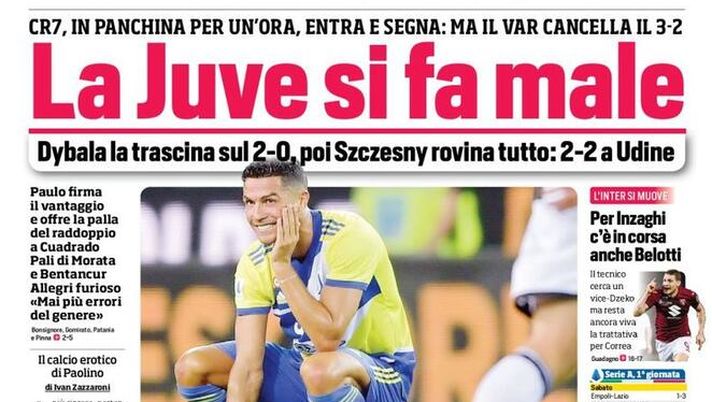 Prima Pagina, Corriere dello Sport: “La Juve si fa male. Abraham esalta!” Prima Pagina, Corriere dello Sport: “La Juve si fa male. Abraham esalta!”