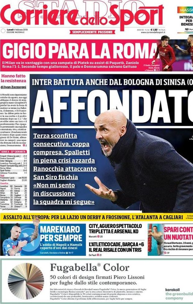 Prima Pagina, Corriere dello Sport: “Affondato. Gigio para la Roma. Assalto all’Europa. Marekiaro…” Prima Pagina, Corriere dello Sport: “Affondato. Gigio para la Roma. Assalto all’Europa. Marekiaro…”