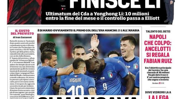 Prima Pagina, Corriere dello Sport: “Ci mancava Balotelli. Il Milan finisce Li. Napoli, che colpo. La Lega esonera Mediapro…” Prima Pagina, Corriere dello Sport: “Ci mancava Balotelli. Il Milan finisce Li. Napoli, che colpo. La Lega esonera Mediapro…”