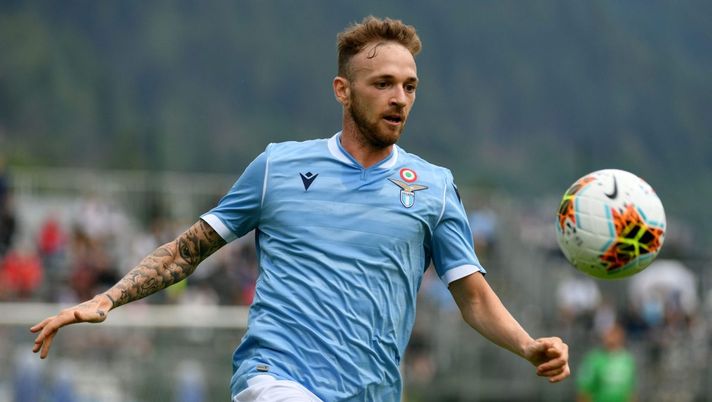 AURONZO DI CADORE, ITALY - JULY 17:  Manuel Lazzari of SS Lazio in action during the SS Lazio v Selection Cadore - pre-season friendly on July 17, 2019 in Auronzo di Cadore, Italy.  (Photo by Marco Rosi/Getty Images) 