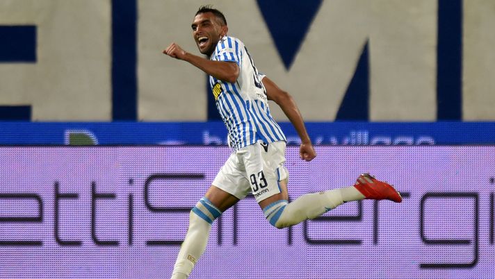 FERRARA, ITALY - MAY 26: Mohamed Fares of Spal celebrates after scoring his side second goal during the Serie A match between Spal and AC Milan at Stadio Paolo Mazza on May 26, 2019 in Ferrara, Italy. (Photo by Tullio M. Puglia/Getty Images)