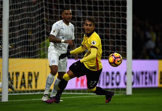 WATFORD, ENGLAND - NOVEMBER 19: Roberto Pereyra of Watford during the Premier League match between Watford and Leicester City at Vicarage Road on November 19, 2016 in Watford, England. (Photo by Tony Marshall/Getty Images) 
