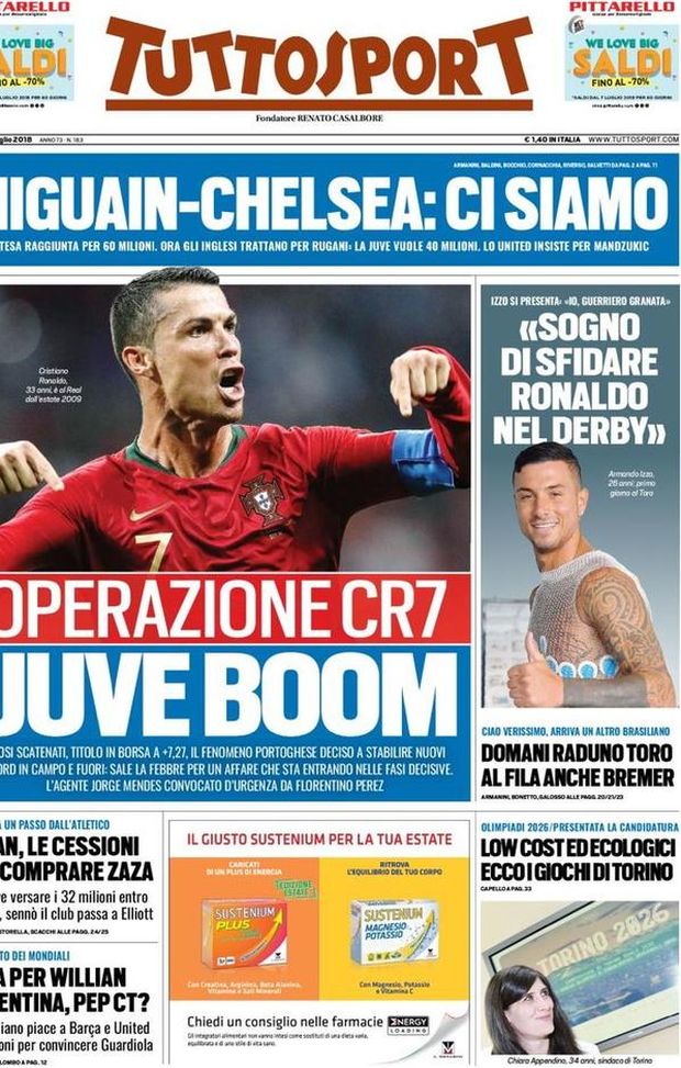 Prima Pagina, Tuttosport: “Juve boom. Higuain-Chelsea, ci siamo. Milan, le cessioni per comprare Zaza. Argentina, Pep ct?…” Prima Pagina, Tuttosport: “Juve boom. Higuain-Chelsea, ci siamo. Milan, le cessioni per comprare Zaza. Argentina, Pep ct?…”