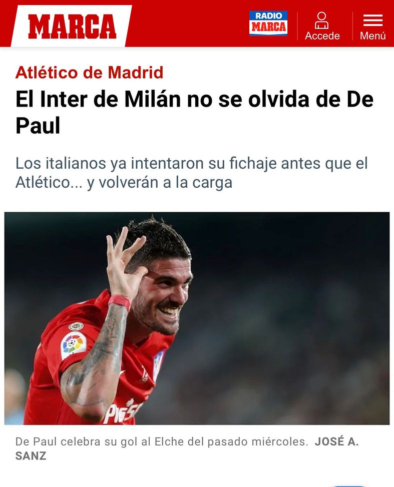 MARCA – Inter, pronto nuovo assalto a De Paul. E l’Atletico Madrid…- immagine 2