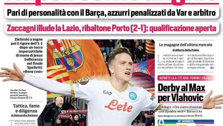 Prima Pagina, Corriere dello Sport: “Napoli con le unghie. Zaccagni illude la Lazio”  Prima Pagina