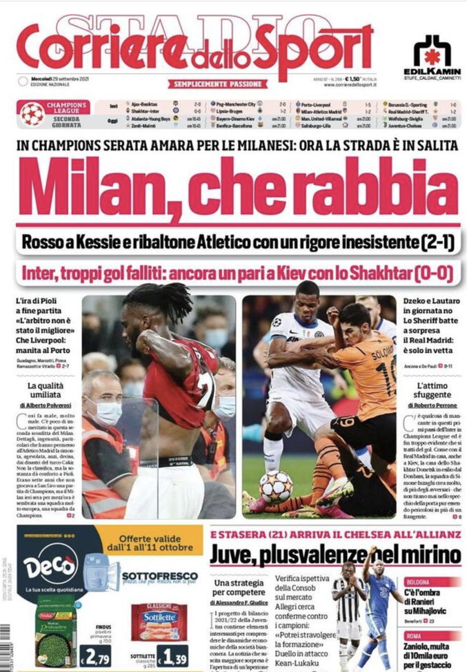 Prima Pagina, Corriere dello Sport: &#8220;Milan, che rabbia. Juve, plusvalenze nel mirino&#8221; 