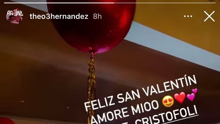 San Valentino, Theo Hernandez con Zoe Cristofoli 
