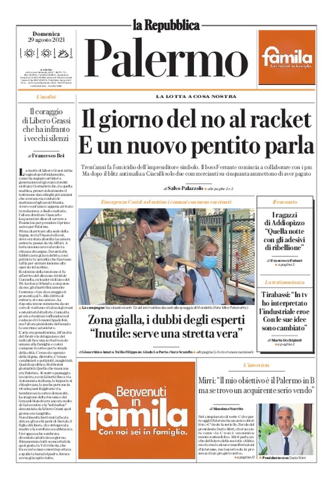 Prima Pagina La Repubblica, Mirri: “Obiettivo Palermo in B, ma se trovo acquirente serio vendo” Prima Pagina La Repubblica, Mirri: “Obiettivo Palermo in B, ma se trovo acquirente serio vendo”