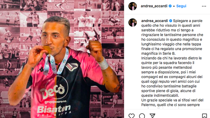 FOTO Palermo, Accardi: “Non piangere perché è finita, sorridi perché è successo”  palermo