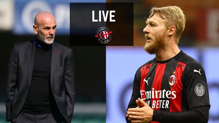 Stefano Pioli (allenatore AC Milan) e Simon Kjaer (difensore rossonero), parlano in conferenza stampa | Milan News (credits: Getty images) 