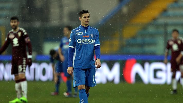 EMPOLI, ITALY - FEBRUARY 05: Miha Zajc of Empoli Fc looks on during the Serie A match between Empoli FC and FC Torino at Stadio Carlo Castellani on February 5, 2017 in Empoli, Italy.  (Photo by Gabriele Maltinti/Getty Images) 