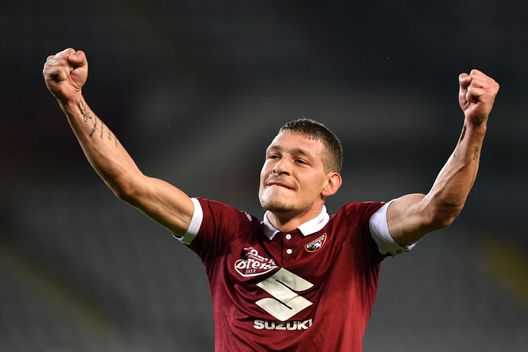  TURIN, ITALY - AUGUST 08: Andrea Belotti of Torino FC celebrates a goal during the UEFA Europa League Third Qualifying Round First Leg fixture between Torino FC and FC Shakhtyorat at Olimpico Stadium on August 8, 2019 in Turin, Italy. (Photo by Valerio Pennicino/Getty Images) 