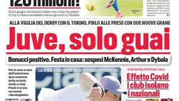 Prima Pagina, Corriere dello Sport: “Juve, solo guai. Vuoi Lukaku? 120 milioni! I club isolano i nazionali”
