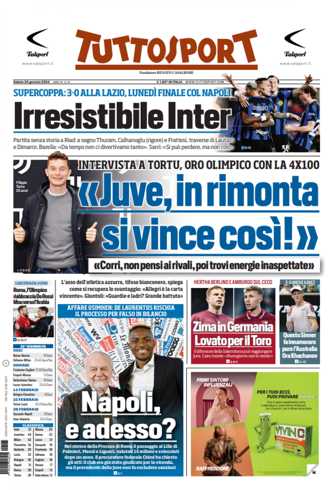 EDICOLA TS – Irresistibile Inter: 3-0 alla Lazio, partita senza storia - immagine 1