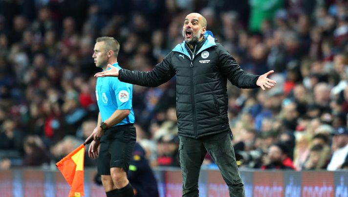 BIRMINGHAM, ENGLAND - JANUARY 12: Pep Guardiola, Manager of Manchester City reacts during the Premier League match between Aston Villa and Manchester City at Villa Park on January 12, 2020 in Birmingham, United Kingdom. (Photo by Catherine Ivill/Getty Images) BIRMINGHAM, ENGLAND - JANUARY 12: Pep Guardiola, Manager of Manchester City reacts during the Premier League match between Aston Villa and Manchester City at Villa Park on January 12, 2020 in Birmingham, United Kingdom. (Photo by Catherine Ivill/Getty Images)