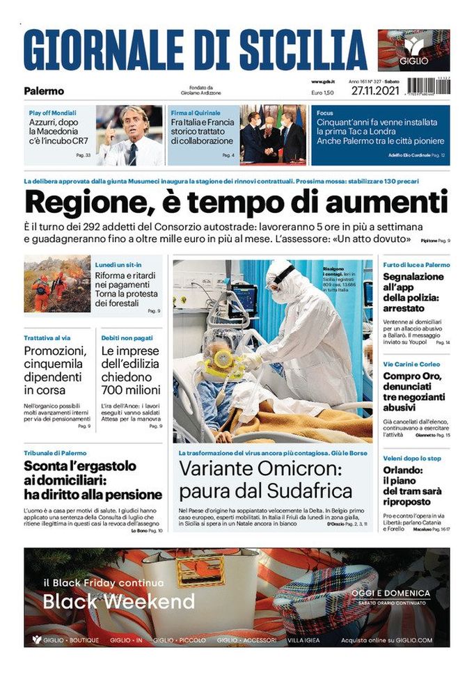Prima Pagina, Giornale di Sicilia: “Regione, è tempo di aumenti” Prima Pagina, Giornale di Sicilia: “Regione, è tempo di aumenti”