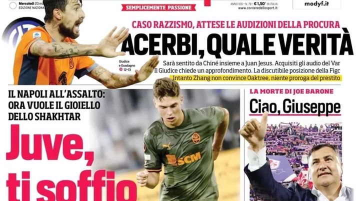 PRIMA PAGINA CORRIERE DELLO SPORT OGGI: “Caso razzismo, Acerbi quale verità” - immagine 1