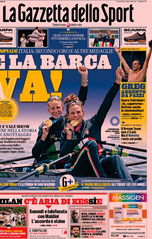 Prima Pagina, La Gazzetta dello Sport: “”E la barca va, Fede e Vale show!” Prima Pagina, La Gazzetta dello Sport: “”E la barca va, Fede e Vale show!”