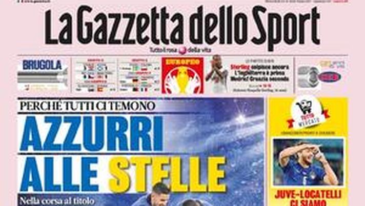 Prima Pagina,La Gazzetta dello Sport: “Azzurri alle stelle. Juve-Locatelli, ci siamo” Prima Pagina,La Gazzetta dello Sport: “Azzurri alle stelle. Juve-Locatelli, ci siamo”
