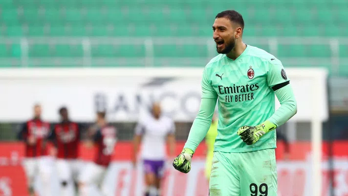 Gianluigi 'Gigio' Donnarumma (portiere AC Milan) durante Milan-Fiorentina (Serie A 2020-2021) | AC Milan News (Getty Images)
