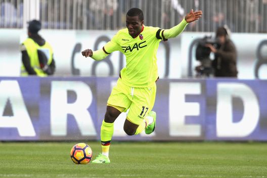  CAGLIARI, ITALY - JANUARY 29: Godfred Donsah of Bologna in action during the Serie A match between Cagliari Calcio and Bologna FC at Stadio Sant'Elia on January 29, 2017 in Cagliari, Italy. (Photo by Enrico Locci/Getty Images) 