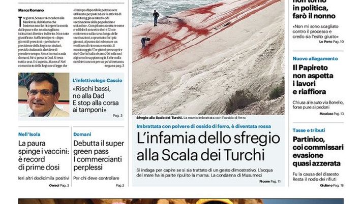 Prima Pagina, Giornale di Sicilia: “Il calcio continua con pochi tifosi e gare rinviate” Prima Pagina, Giornale di Sicilia: “Il calcio continua con pochi tifosi e gare rinviate” - immagine 1
