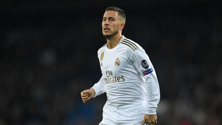 MADRID, SPAIN - NOVEMBER 26: Eden Hazard of Real Madrid CF looks on during the UEFA Champions League group A match between Real Madrid and Paris Saint-Germain at Bernabeu on November 26, 2019 in Madrid, Spain. (Photo by David Ramos/Getty Images) MADRID, SPAIN - NOVEMBER 26: Eden Hazard of Real Madrid CF looks on during the UEFA Champions League group A match between Real Madrid and Paris Saint-Germain at Bernabeu on November 26, 2019 in Madrid, Spain. (Photo by David Ramos/Getty Images)