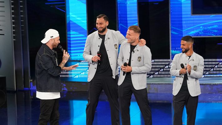 Donnarumma, Immobile, Insigne e Clementino (Photo by Claudio Villa/Getty Images) 