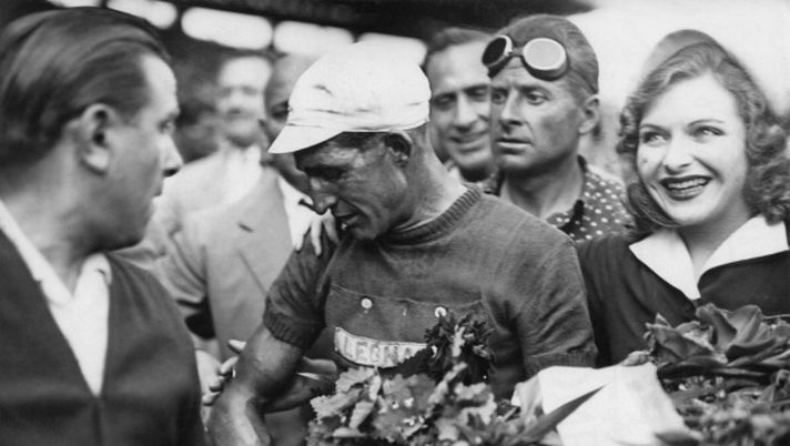 Gino Bartali at Paris, after winning the Tour de France for the second time, 25th July 1948. Gino Bartali at Paris, after winning the Tour de France for the second time, 25th July 1948.