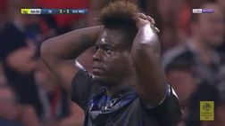 Lione-Nizza, errore clamoroso di Balotelli solo davanti alla porta