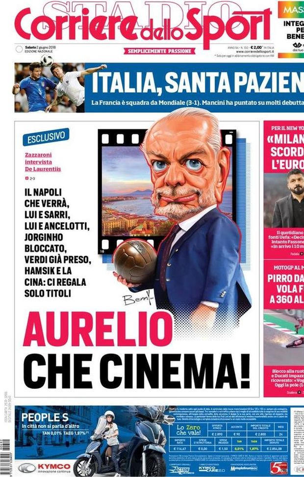 Prima Pagina, Corriere dello Sport: “Aurelio, che cinema! Milan, scordarti l’Europa. Italia, santa pazienza…” Prima Pagina, Corriere dello Sport: “Aurelio, che cinema! Milan, scordarti l’Europa. Italia, santa pazienza…”