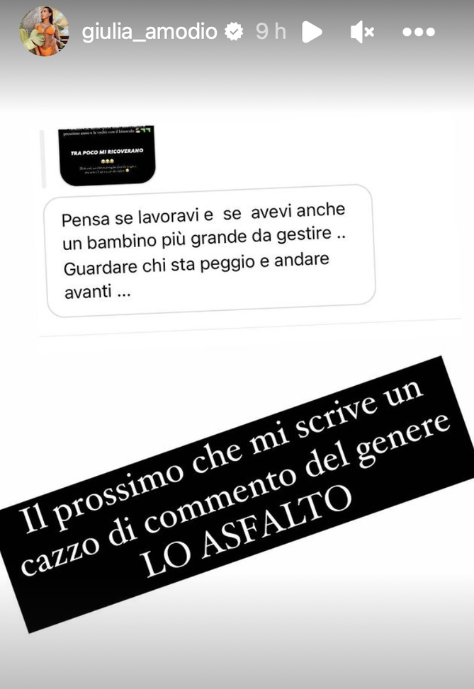 Giulia Amodio stanca, un hater: “Pensa se lavorassi”. Lei replica furiosa- immagine 2