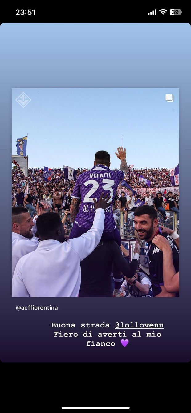 “Venuti, sei un esempio per tutti noi”. Da Igor a Dodò: tutti i messaggi viola- immagine 7