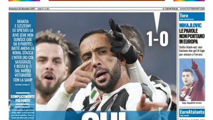 Prima Pagina, Tuttosport: “Qui si vince! Benatia e Szczesny ex spietati. Mihajlovic, le parole non portano in Europa” Prima Pagina, Tuttosport: “Qui si vince! Benatia e Szczesny ex spietati. Mihajlovic, le parole non portano in Europa”