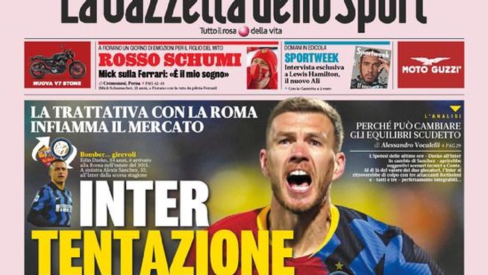 Prima Pagina, Gazzetta dello Sport: “Inter, tentazione Dzeko: la trattativa con la Roma infiamma il mercato” 