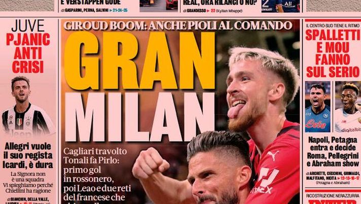 Prima Pagina, La Gazzetta dello Sport: “Gran Milan! Allegri vuole il suo regista”  Prima Pagina, La Gazzetta dello Sport: “Gran Milan! Allegri vuole il suo regista”