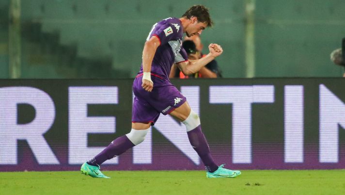 GERMOGLI PH: 13 AGOSTO 2021 FIRENZE STADIO ARTEMIO FRANCHI COPPA ITALIA FIORENTINA VS COSENZA NELLA FOTO  GOL ED ESULTANZA VALHOVIC 