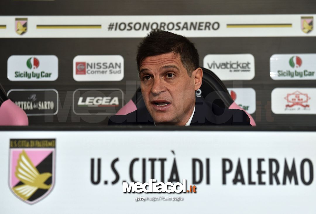  PALERMO, ITALY - MARCH 01:  Aladino Valoti, new Sport Director of US Citta' di Palermo answers questions during a press conference at Campo Tenente Onorato on March 1, 2018 in Palermo, Italy.  (Photo by Tullio M. Puglia/Getty Images)  