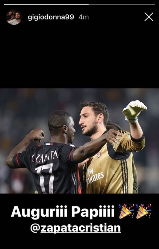  Gli auguri di Donnarumma a Zapata, Instagram Stories Gianluigi Donnarumma 
