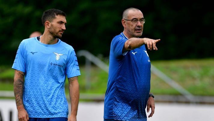 Danilo Cataldi e Maurizio Sarri Danilo Cataldi e Maurizio Sarri