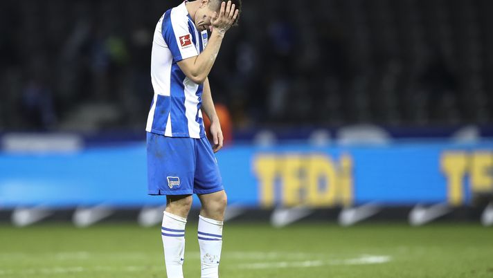Krysztof Piatek all'Hertha Berlino, ex attaccante del Milan (credits Getty Images) 