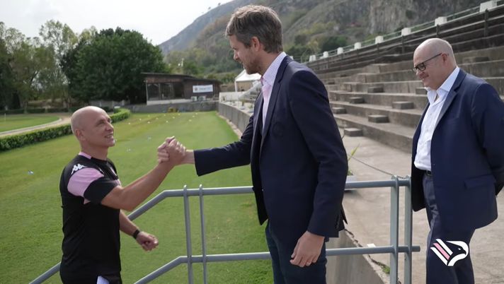 VIDEO Palermo, blitz Gigliani a Boccadifalco. Il saluto con Corini, Rinaudo e Zavagno Palermo