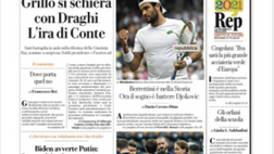Prima Pagina, La Repubblica-Palermo: “Grillo si schiera con Draghi: l’ira di Conte”