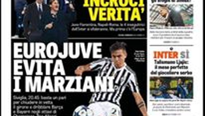 Prima Pagina, La Gazzetta dello Sport: “Incroci verità, EuroJuve evita i marziani. Berlusconi irritato, che c’è dietro gli sfoghi di Mihajlovic? Inter, il mese perfetto per il giocoliere Ljajic” Prima Pagina, La Gazzetta dello Sport: “Incroci verità, EuroJuve evita i marziani. Berlusconi irritato, che c’è dietro gli sfoghi di Mihajlovic? Inter, il mese perfetto per il giocoliere Ljajic”