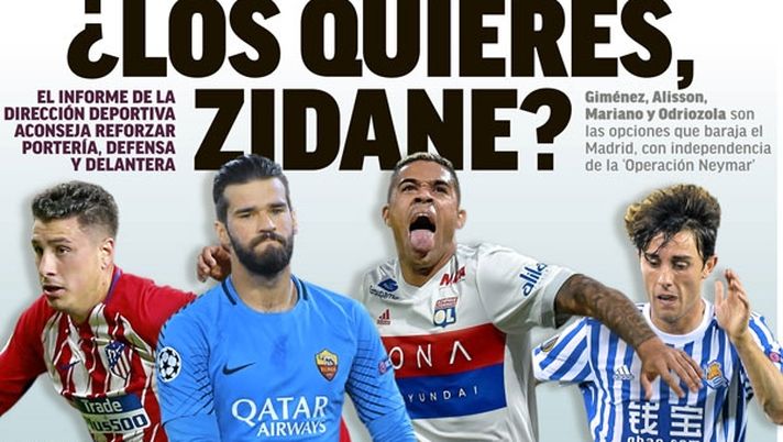 Prima Pagina, Marca: “Zidane, li vuoi? Il Real allargherà la bacheca: le Champions non entrano…” Prima Pagina, Marca: “Zidane, li vuoi? Il Real allargherà la bacheca: le Champions non entrano…”